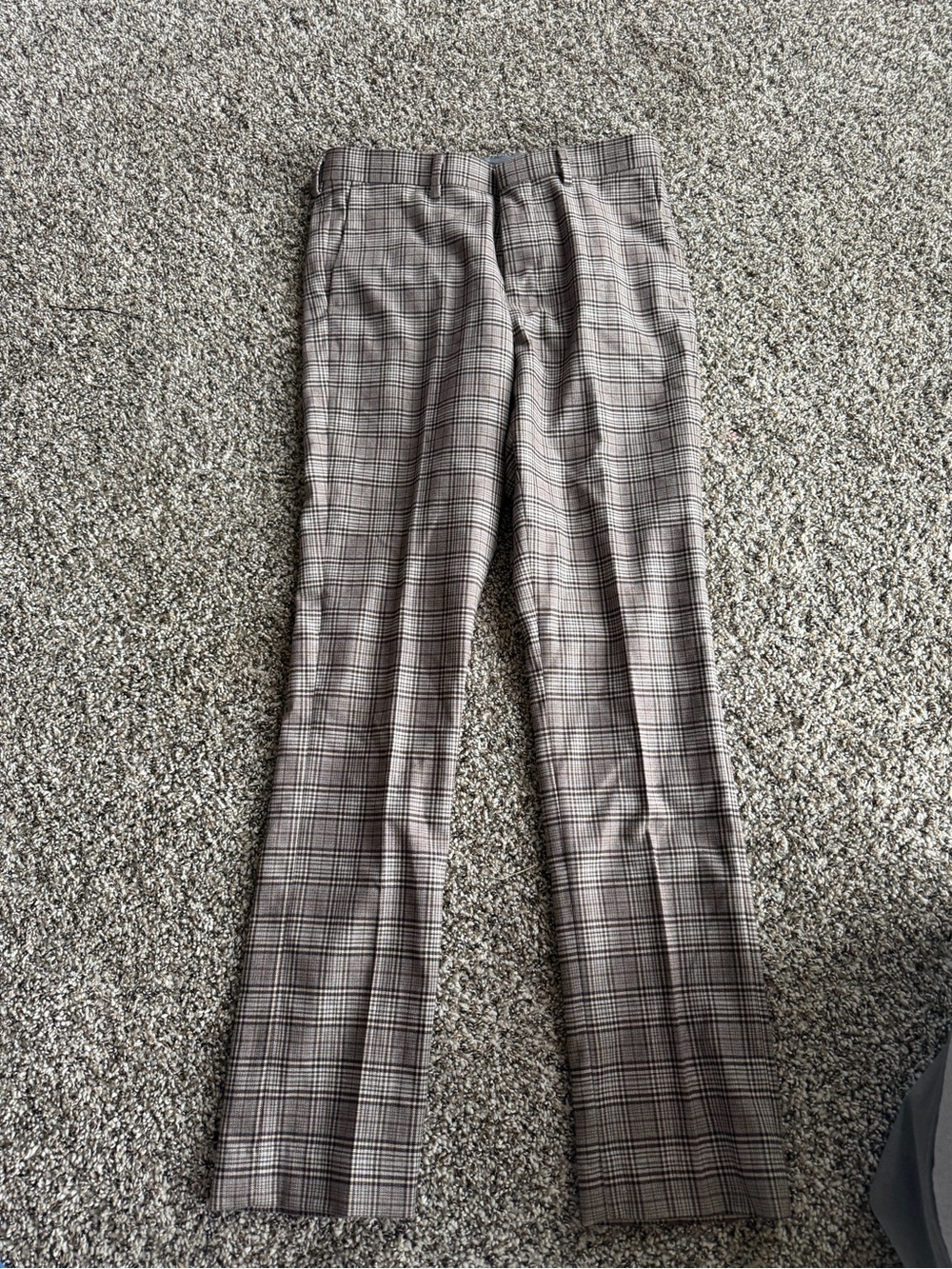 Murano Taupe Plaid Pants with Black Windowpane - Picture 1 of 4